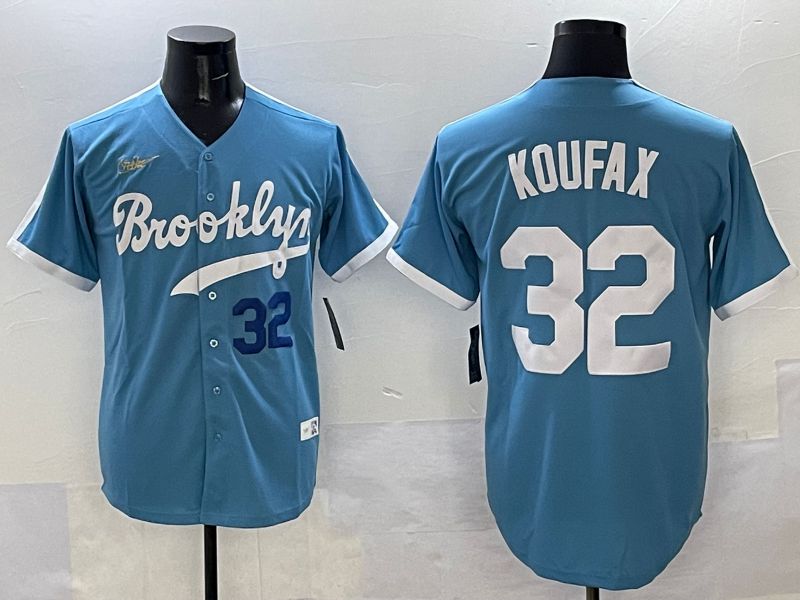Men Los Angeles Dodgers #32 Koufax Light Blue Throwback 2025 Nike MLB Jersey style 32->los angeles dodgers->MLB Jersey